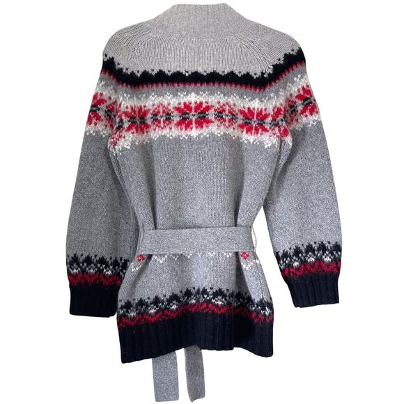 GREATPLAINS Lambswool Angora Fair Isle Snowflakes Cardigan in Multi Size L - Picture 3 of 15